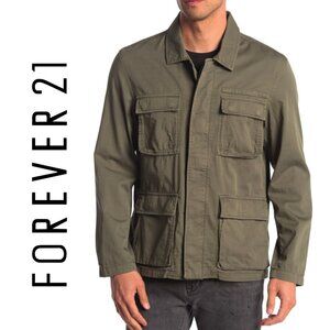 Forever 21 Men’s Small Olive Green Military Field Jacket 4-Pocket